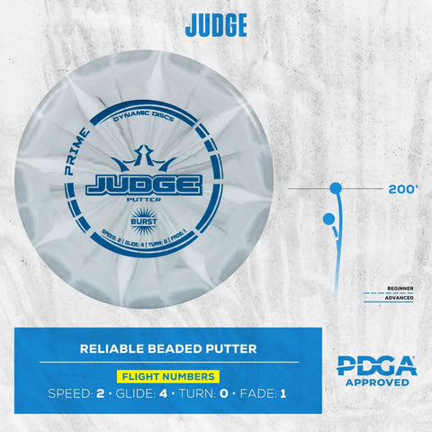 Prime Burst Five Disc Golf Starter Set With Putter Midrange Two Fairway Discs Driver And Mini Marker A Great Beginner Pack For Amateurs 170 To 176 Grams And Stable Straight Flights For Easy Control featuring Judge putter