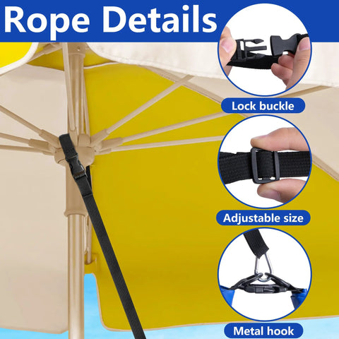 Close-up of Two Pack Beach Umbrella Sand Weight Bags 10L 25LB Fillable Anchor Bags straps with lock buckle and metal hook