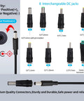 Universal 15V 1.5A Power Adapter With Interchangeable DC Plugs No Fuss 100-240V Input 5.5x2.5mm Output Jack diagram