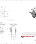 Heavy Duty Stainless Steel Swivel Casters Set Of 4 With 4 Inch Rubber On Aluminum Wheels, detailed technical drawing.