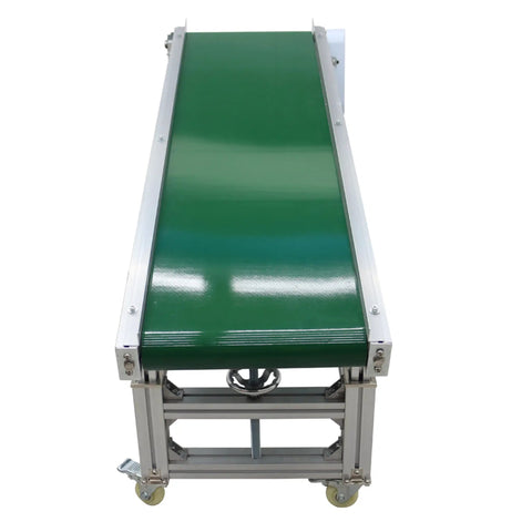 Inclined PVC Conveyor Belt System With Aluminum Frame, Motorized Drive, 59 Inch Length And 15.7 Inch Belt Width, Adjustable Height