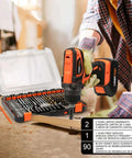 Front view of Enertwist 112-piece drill bit set in orange/black tough case, 1/4-in hex shank bits