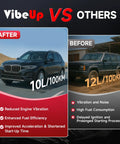 Comparison of two SUVs showcasing improved fuel efficiency with VibeUp reducing usage from 12L to 10L per 100km