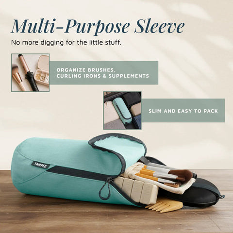 All In One Travel Toiletry Kit Three Piece Set With Hanging Toiletry Bag TSA 311 Liquid Bag And Accessory Organizer Pouch In Dusty Teal