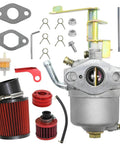 Carburetor Tune Up Kit Replacement For Coleman CT100U CC100X SK100 Mini Bike Go Kart Predator 79cc 97cc 3HP Gas Engines Powermate Edger 152F 154F 156F Red Pro Grade DIY Friendly, showing carburetor, filters, and gaskets.