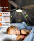 38 Inch Ceiling Fan With Lights Remote Control For Patio And Outdoor Spaces App Control Dimmable Quiet DC Motor Perfect For Sunroom Screen Porch Living Room And Bedroom Black