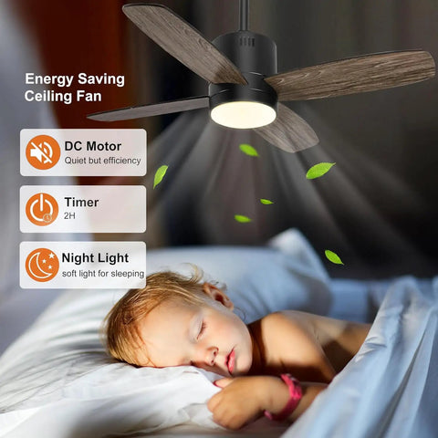 38 Inch Ceiling Fan With Lights Remote Control For Patio And Outdoor Spaces App Control Dimmable Quiet DC Motor Perfect For Sunroom Screen Porch Living Room And Bedroom Black