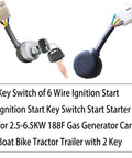 Key switch of Six Wire Ignition Key Switch For 2.5 To 6.5KW 188F Gas Generators with two keys and six-wire harness.