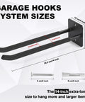 Extra Large 14 Inch Garage Hooks Set for Wall Mount Storage, Heavy Duty Tool Hangers, Long Utility Hooks dimensions