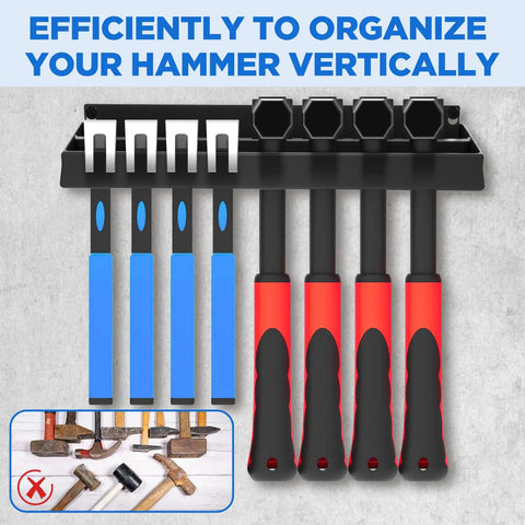 Wall Mount Screwdriver Organizer And Pliers Holder With Hammer Rack, space-saving tool rack for garage workshop.
