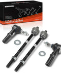 Jeep Front Inner And Outer Tie Rod End Kit For XK Commander 2008 2010 And WK Grand Cherokee 2005 2010 Premium Replacement Steering Tie Rods To Tighten Loose Steering And Restore Precise Handling. 4-piece steel kit