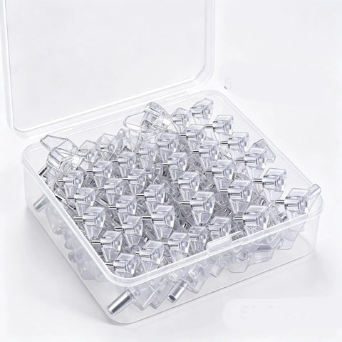 50 Pack 5mm Clear Plastic Shelf Pegs With Steel Core For Cabinets, Kitchen, Bookcases, And Closets Replacement Shelf Holders in box