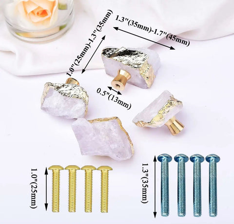 Four Crisp White Geode Cabinet Knobs With Burnished Gold Plating Designed To Level Up Your Kitchen Drawers Bedroom Dressers And Closet Doors While Adding A Clean Modern Vibe To Any House.