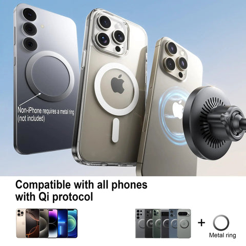 Heavy Duty 15W Fast Wireless Car Mount Charger That Plugs Straight Into Standard Cigarette Lighter Socket with iPhone compatibility.