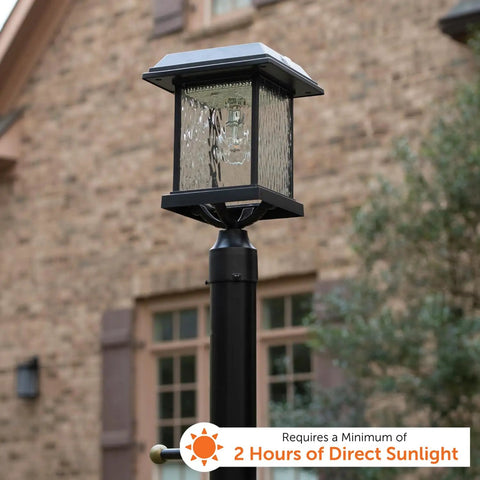 Aspen Solar Lamp Post Light Outdoor Waterproof Aluminum With Clear Rain Glass 3-Inch Fitter installed in garden