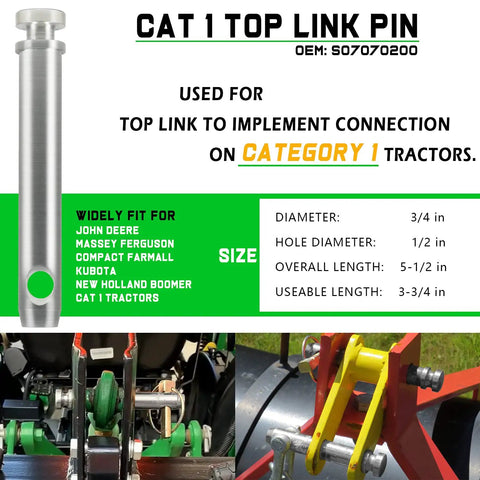 Four Pack Cat 1 Quick Hitch Adapter Bushing Kit With Top Link Pin And Lynch Pin For Category 1 3 Point Quick Hitch And Tractor Easy Install Heavy Duty Quick Hitch Accessories, steel pin