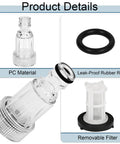 Pressure Washer Inlet Filter Kit Six Pack Clear Plastic Water Filter for Three Quarter Inch Garden Hose Adapters