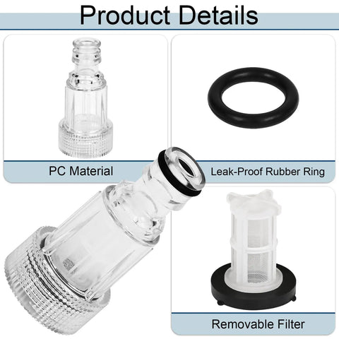 Pressure Washer Inlet Filter Kit Six Pack Clear Plastic Water Filter for Three Quarter Inch Garden Hose Adapters