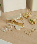 Aesthetic Desk Accessories Set Complete Desktop Organizer For Women With Gold Finish Pen Holder Scissors Stapler Tape Dispenser And More To Level Up Your Home Office Decor And Boost Productivity. Gold stapler and clips