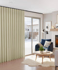 100 Percent Blackout Curtain Panel For Sliding Glass Doors And Rooms installed in a living room, light beige, W100 x L84 cm