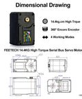 Dimensional drawing of Top Shelf 14KG Serial Bus Servo Motor showing precise measurements and design details.