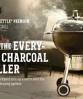 Original Kettle Premium Charcoal Grill 22 Inch Black Outdoor BBQ Grill with thermometer on patio