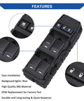 Close-up of Front Left Driver Side Power Window Switch Replacement Fits Dodge Avenger 2008 To 2013 Charger Magnum Caliber Chrysler