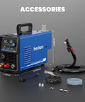 Dual Voltage 110 to 220V 50A Plasma Cutter for DIY and Workshop, accessories and main unit with LED display.