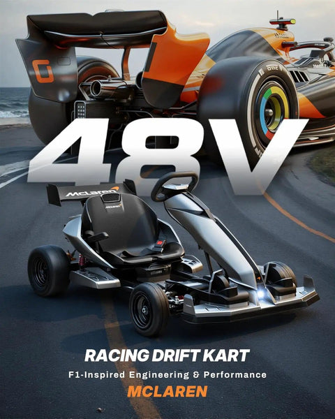 McLaren Licensed 48V Electric Go Kart For Big Kids Hits 15 MPH With Realistic 1 To 7 Gearbox Drift Style Racing Cart For Teens