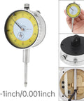 0 To 1 Inch Dial Gauge Indicator With Imperial Scale, Pro Grade High Precision Dial Indicator For Machining And Maintenance, Rotatable Bezel With Adjustable Markers, Clear Dirt Resistant Dial Face For Accurate Readings