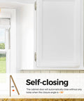 Self-closing Real Solid Brushed Nickel Cabinet Hinges 30 Pack 15 Pair on white cabinets for smooth operation.