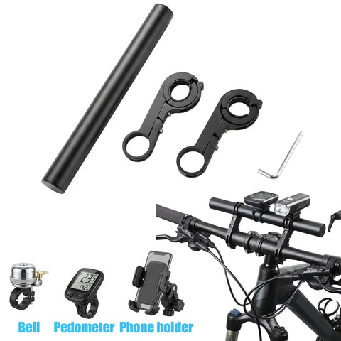 Bike Handlebar Extender Aluminum Alloy 7.87 Inch Mounting Bracket for Lights Phone and Speedometer Expand Your Ride with tools