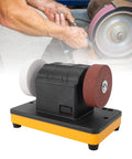 Powerful Cordless Mini Bench Grinder featuring Dual 3 Inch Wheels With Variable Speed Up To Six Thousand RPM for metal working and sharpening.