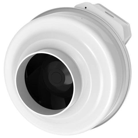 RN2 Radon Fan For 4 Inch Ducts Ultra Quiet And Efficient Radon Mitigation Indoor Outdoor Ready 220 CFM White close-up view