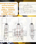 JAHEZYAN hydraulic control valve with float, 2-spool, 11 GPM; front and side views with dimensions