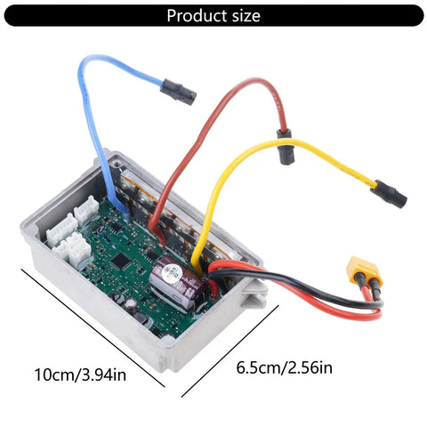 Plug And Play Scooter Controller Replacement for Electric Scooters with wires and military-grade aluminum housing, 10cm size.