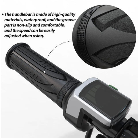36V Waterproof LCD Throttle Grip With Twist Clamp For Electric Bikes And Scooters Durable Handlebar Display For Night Riding Easy Install Replacement Solution