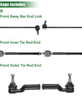 6 Piece Front Suspension Kit With Inner And Outer Tie Rod Ends And Sway Bar Links For Ford C Max Escape Focus Transit Connect Includes 2 Outer Tie Rod Ends 2 Inner Tie Rod Ends And 2 Sway Bar End Links, package contents