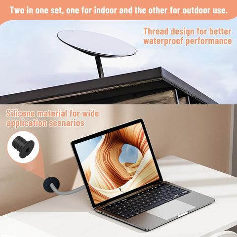 Cable Grommet Routing Kit For 3/4 Inch Wall Hole With Silicone Cable Pass And Anti Slip Grommets, shown with Starlink application