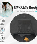 Hardwired Pool Pump 2.0HP Dual Voltage 115/230V with 115/230V switch for flexible installation, shown in close-up view.