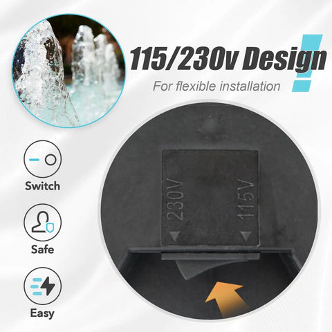 Hardwired Pool Pump 2.0HP Dual Voltage 115/230V with 115/230V switch for flexible installation, shown in close-up view.