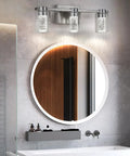 Three Light Brushed Nickel Vanity Light With Crystal Glass Shade 3000K 4000K 6000K Color Temperature Eye Protection LED Wall Sconce