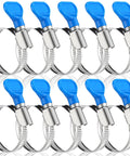 10 Pack 1-1/2 Inch Beefy Stainless Steel Hose Clamps for PVC Tubing and Pool Backwash, adjustable worm gear clamps shown
