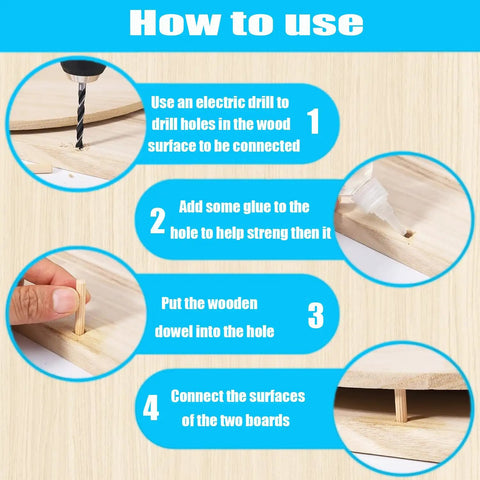How to use All-In-One 284 Piece Wood Dowel Kit With Eight Sizes And Drill Bits One Quarter Inch Five Sixteenth Inch Three Eighths Inch