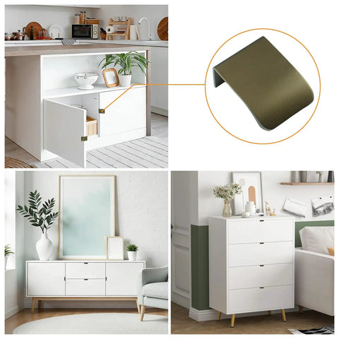 Six Pack Finger Edge Pulls Self Adhesive Concealed Cabinet Handles For Wardrobe And Drawers 30mm Antique Bronze Modern Invisible