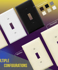 Toggle Light Switch Wall Plate With Gloss Finish, 2-Gang, Light Almond, Standard MidSize Oversized Variants
