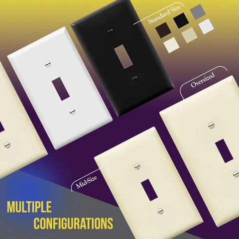 Toggle Light Switch Wall Plate With Gloss Finish, 2-Gang, Light Almond, Standard MidSize Oversized Variants