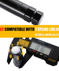 Hella Tough 7 Spline Lug Nut Key And Socket Wrench For Fuel Wheels And Rims M14 Thread, measuring 0.76in socket size for precision fit.