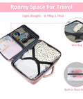 Open pink backpack showcasing compartments, including wet bag and shoe pouch, for Women Travel Backpack Carry On With Shoe Compartment And Water Bottle Pocket, TSA 15.6 Inch Laptop, Flight Approved, Wet Pocket, Nurse Bag, Casual Daypack For Weekend Getaways And Hiking, Pink.