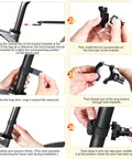 Installation guide for Sleek Carbon Fiber And Aluminum Rear Bike Rack For Mountain And Road Bikes with seat post shim details.